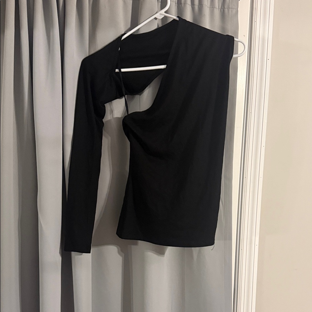 Marcella Nyc Black Asymmetrical One-Shoulder Top … - image 5